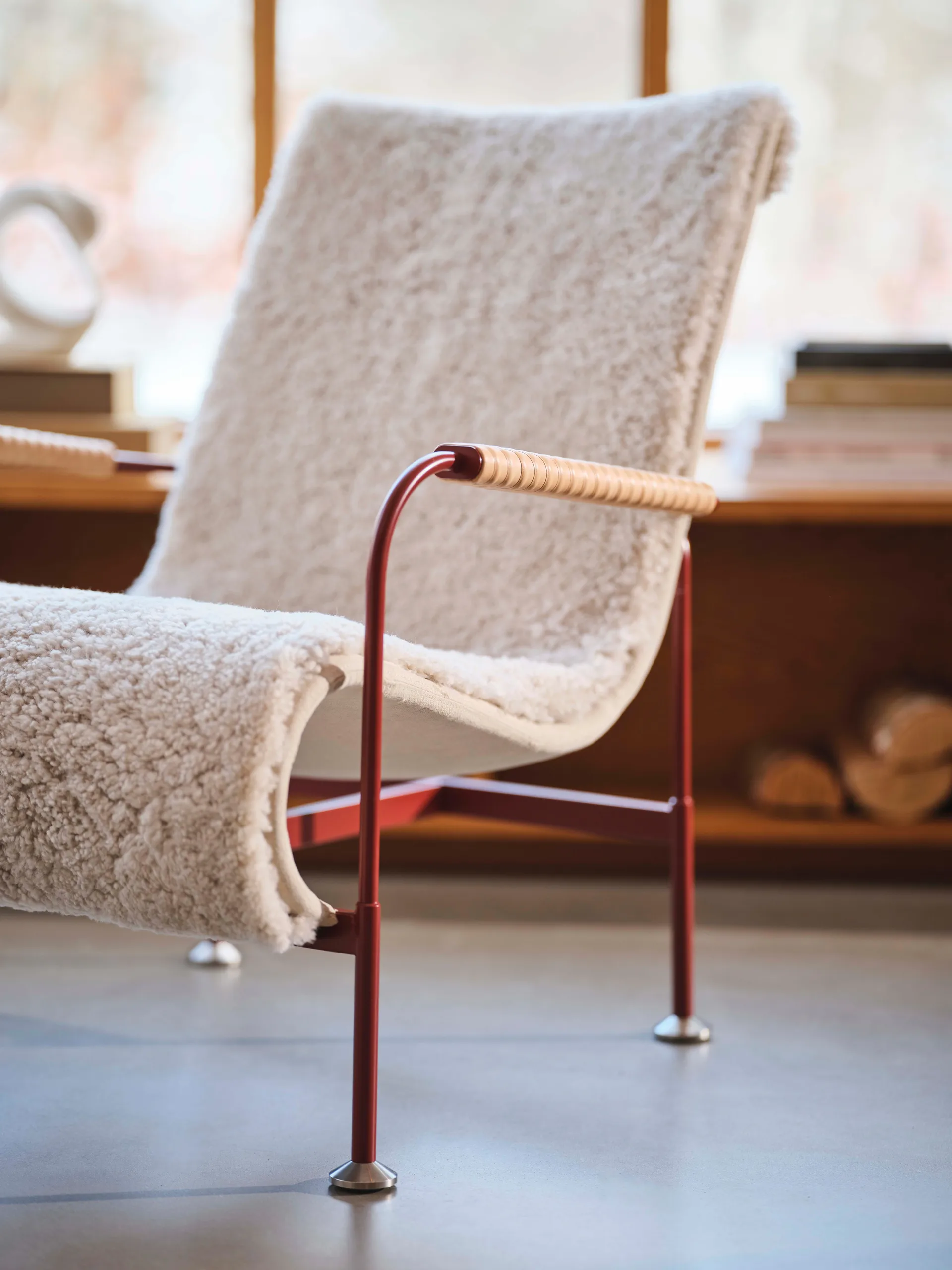 Serpentine armchair, Fabric Romo Linara Rye-chrome Swedese