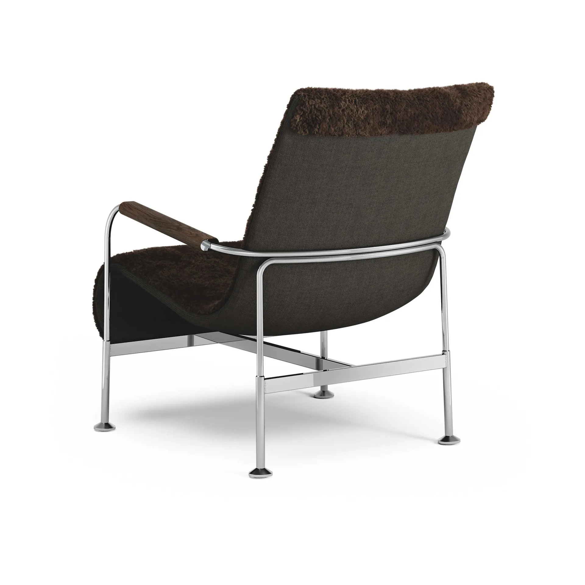 Serpentine armchair, Sheepskin Espresso-chrome Swedese