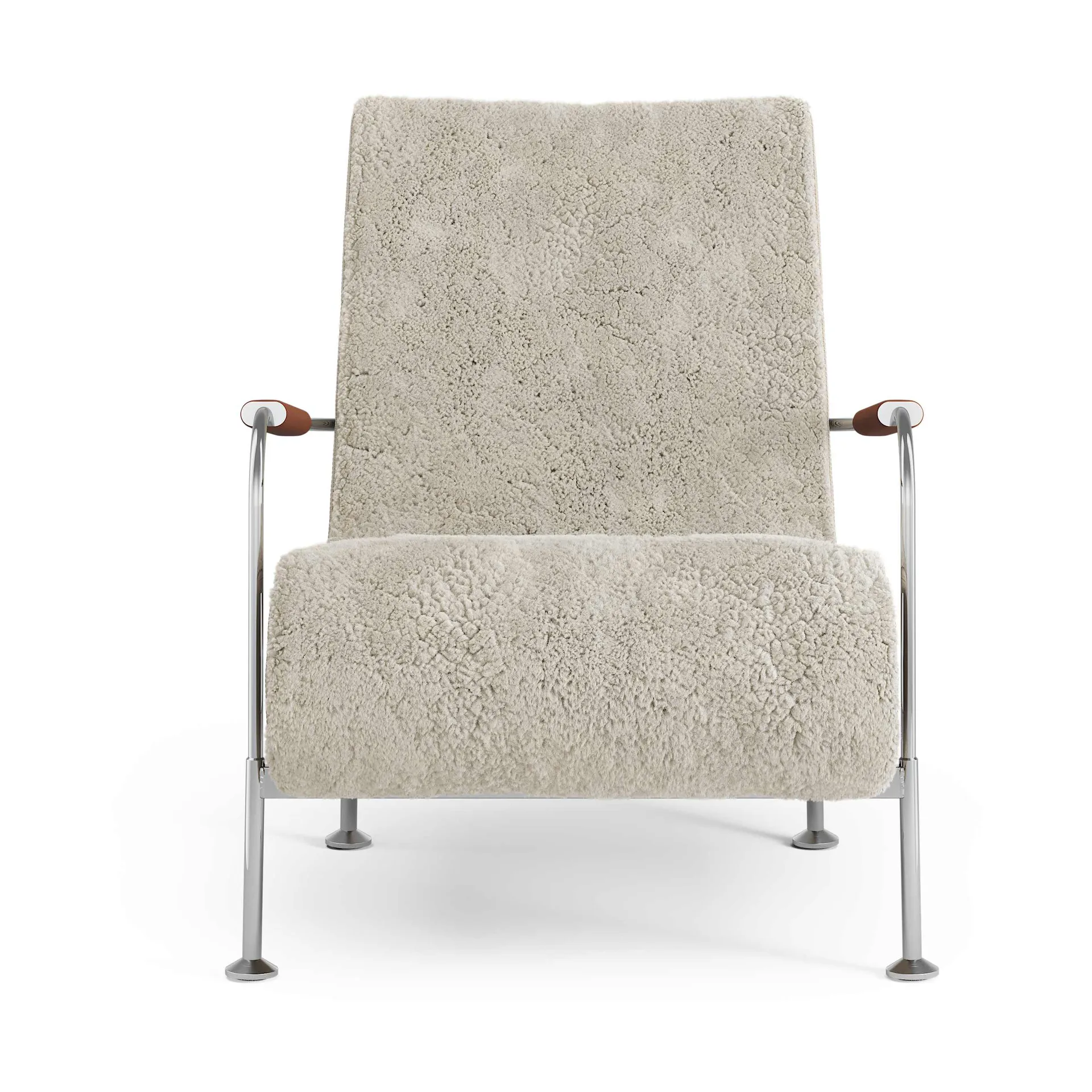 Serpentine armchair, Sheepskin Moonlight-chrome-Tärnsjö Cognac Swedese