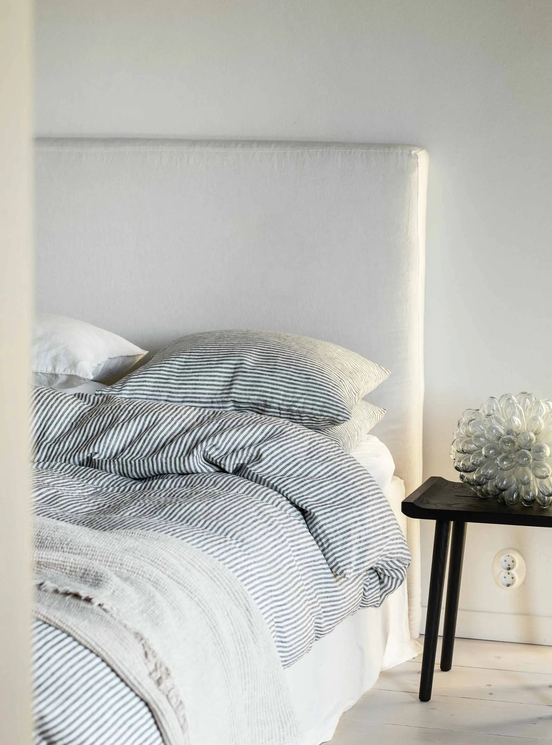 Duvet cover linen 220x240 cm, Grey/white Tell Me More