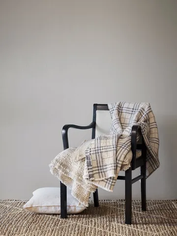 Milton cotton throw 140x200 cm - Beige-white-dark grey - Tell Me More