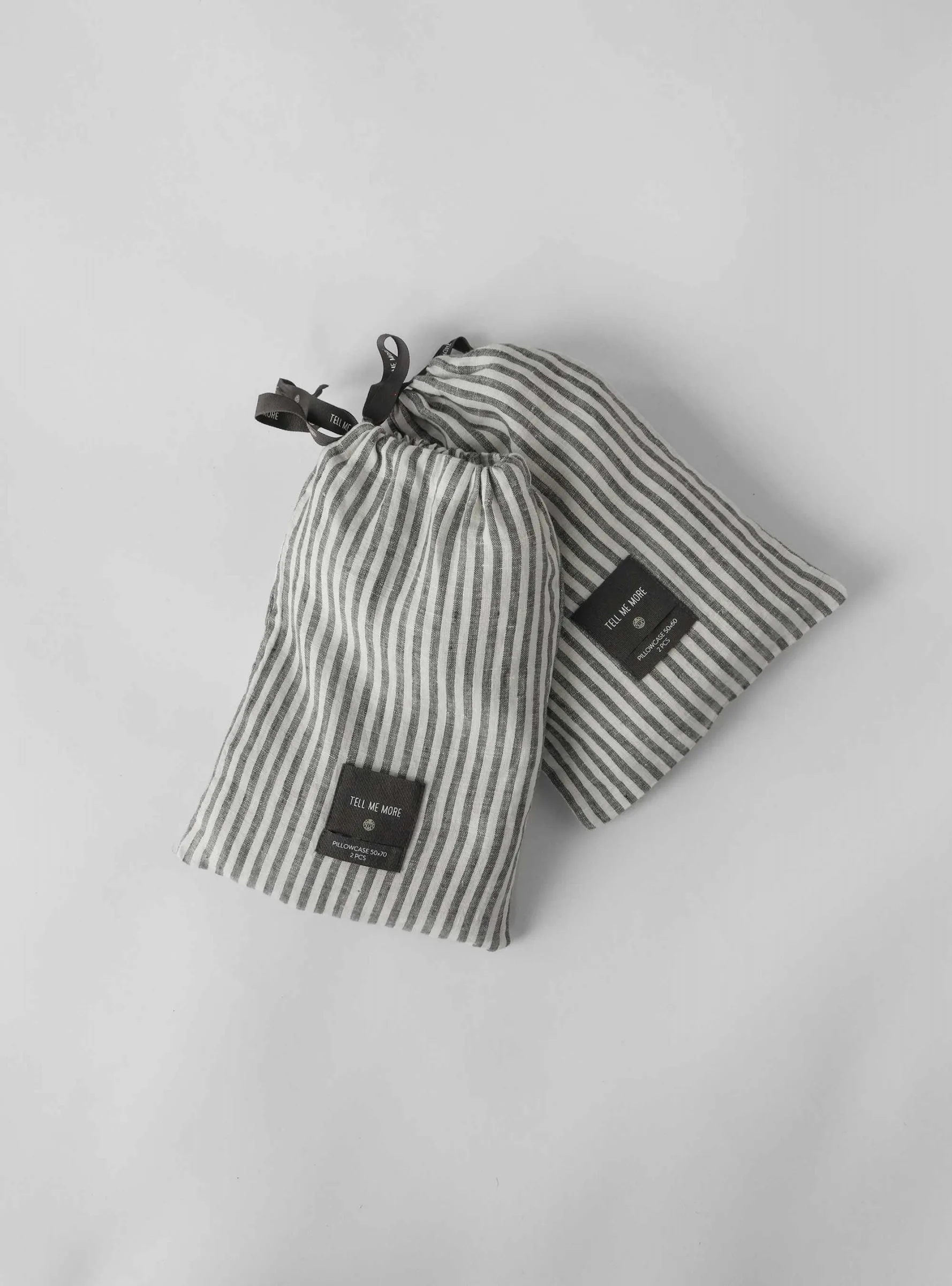Stonewashed linen pillowcase 50x70 cm 2-pack, Grey-white Tell Me More