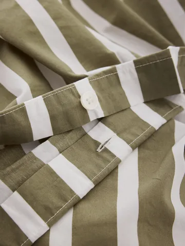 Tell Me More striped duvet cover cotton - Olive, 220x220 cm - Tell Me More