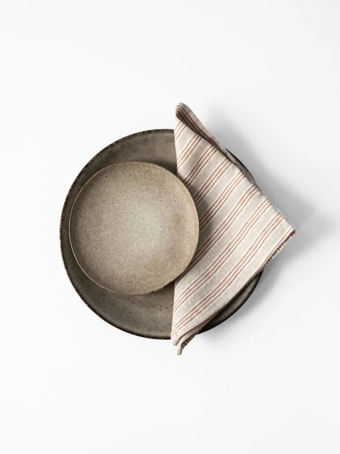 Washed linen napkin, Hazelnut stripe Tell Me More