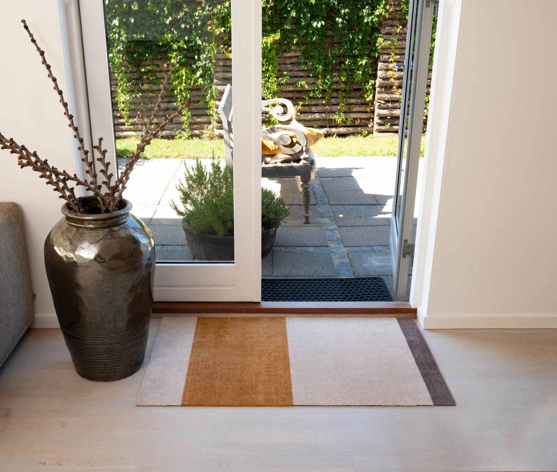 Stripes hallway rug horizontal, Ivory-dijon-brown. 67x120 cm tica copenhagen