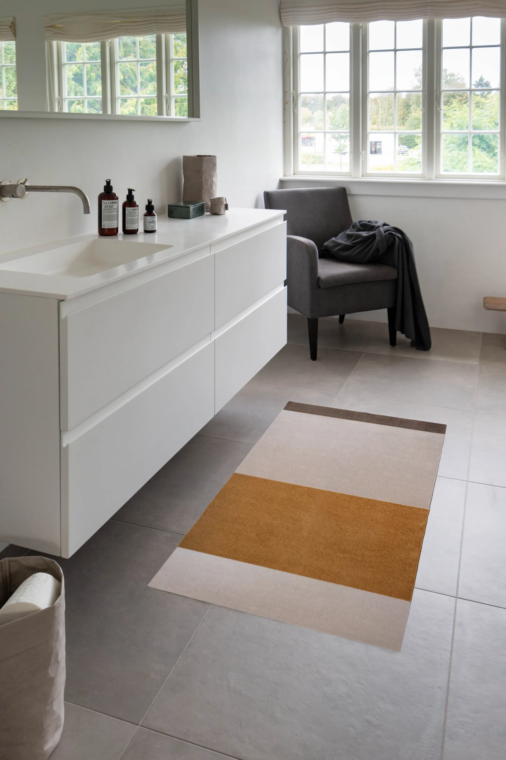Stripes hallway rug horizontal, Ivory-dijon-brown. 67x120 cm tica copenhagen