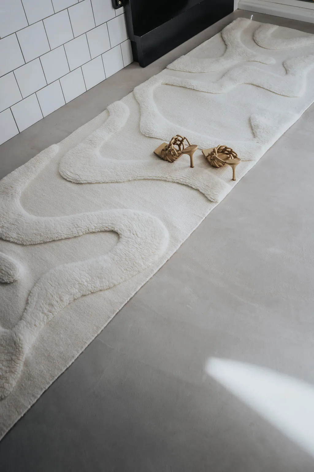 Norlander entrance rug wool 80x350 cm, White Tinted