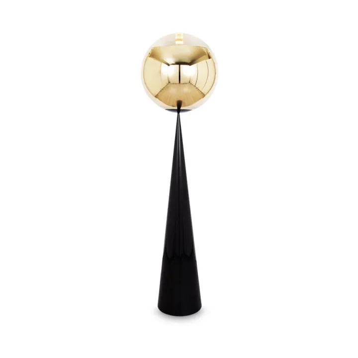 Mirror Ball fat floor lamp LED 175,5 cm, Gold Tom Dixon