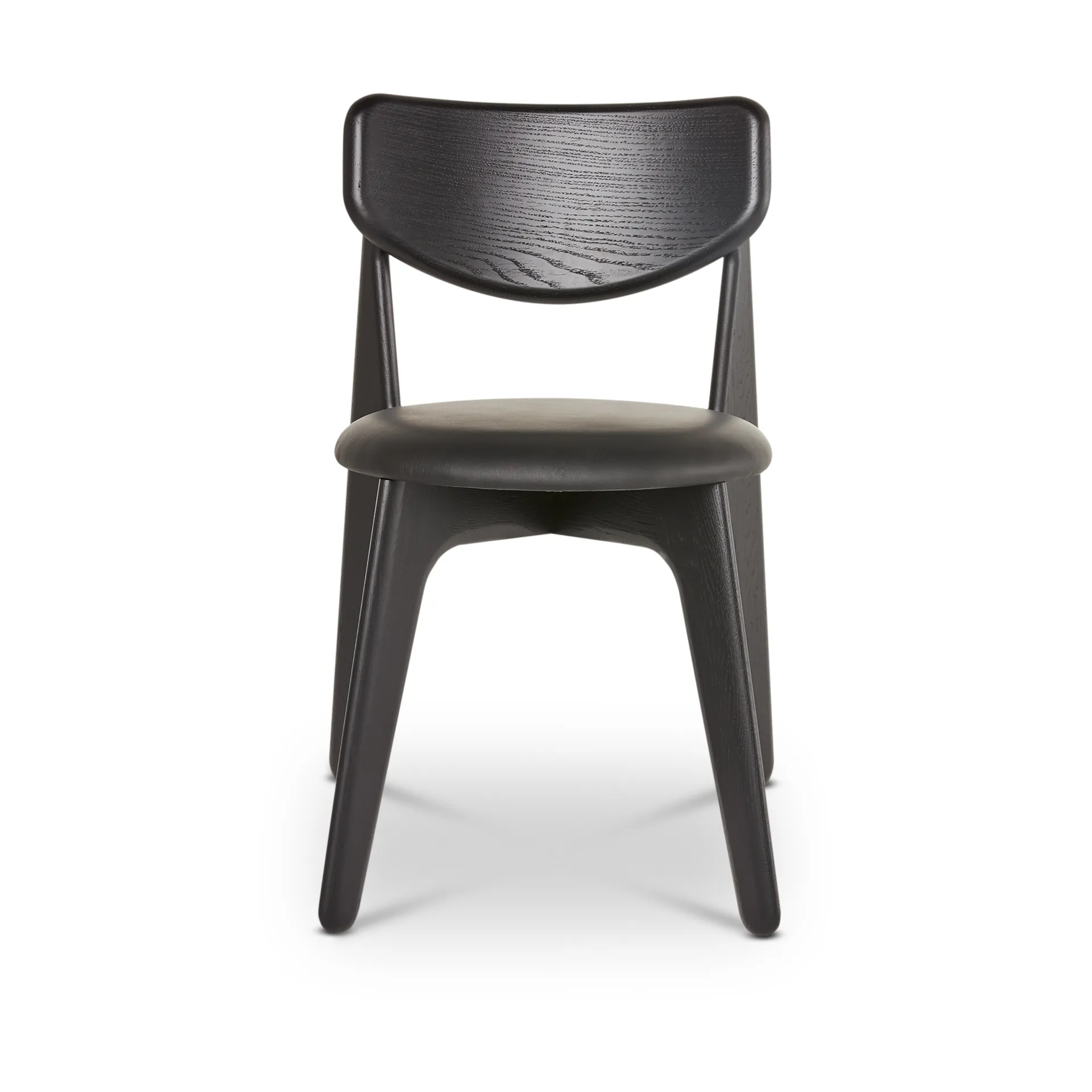 Slab dining chair upholstered seat, Black oak-black leather Tom Dixon