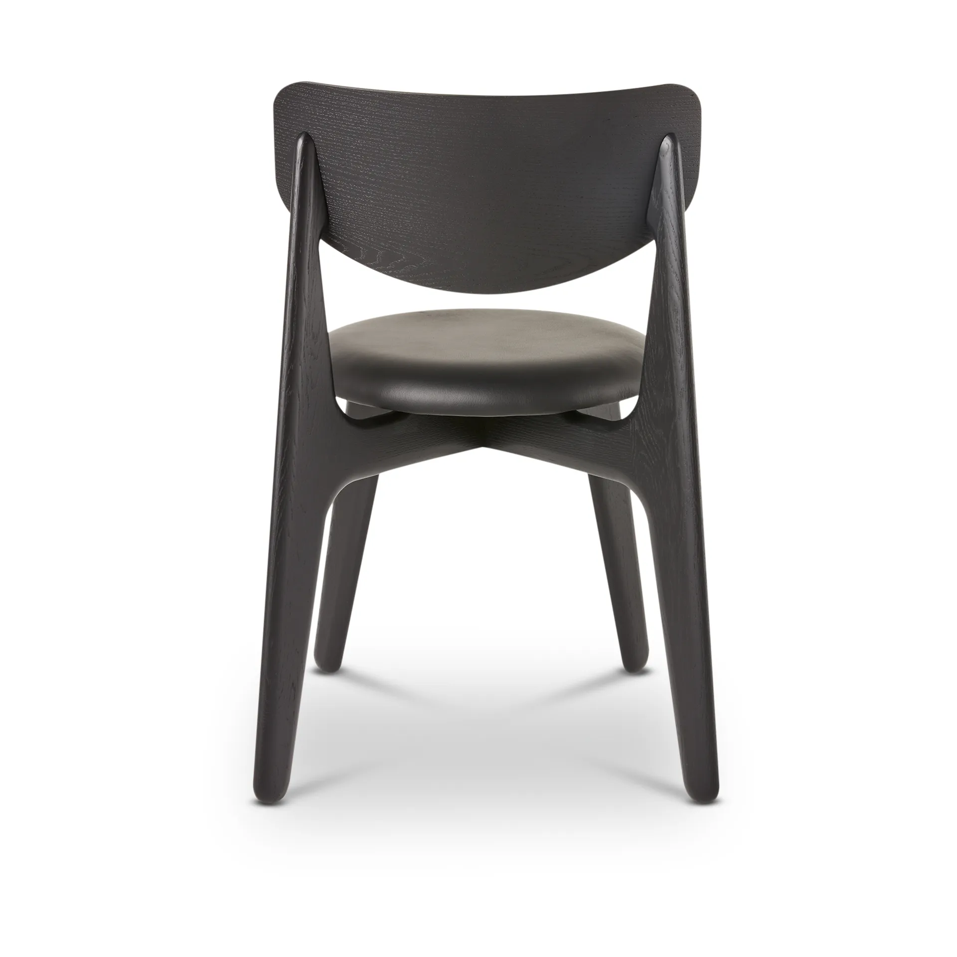 Slab dining chair upholstered seat, Black oak-black leather Tom Dixon
