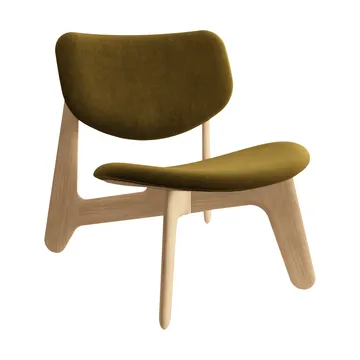 Slab lounge chair upholstered seat - Natural brushed oak-Royal 0162 CMHR Khaki - Tom Dixon