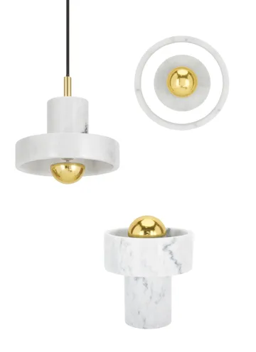 Stone pendant lamp - White marble - Tom Dixon