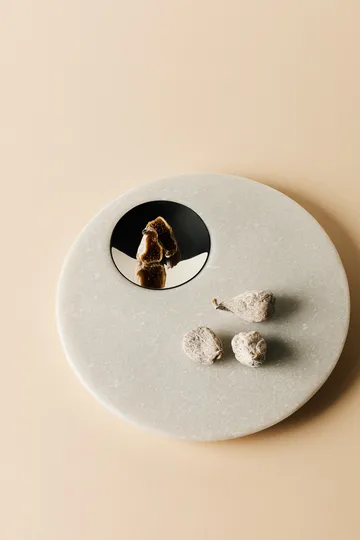 Stone serving tray Ø22 cm - White marble-silver - Tom Dixon