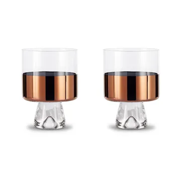 Tank Low Ball drinking glass 24 cl 2-pack - Clear-copper - Tom Dixon