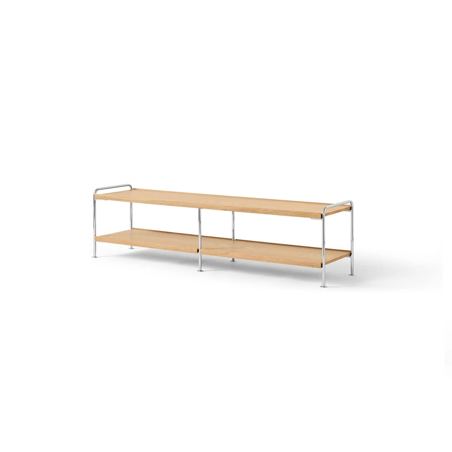 Alima NDS4 console shelf, Lacquered oak-chrome, 162x42x38 cm &Tradition
