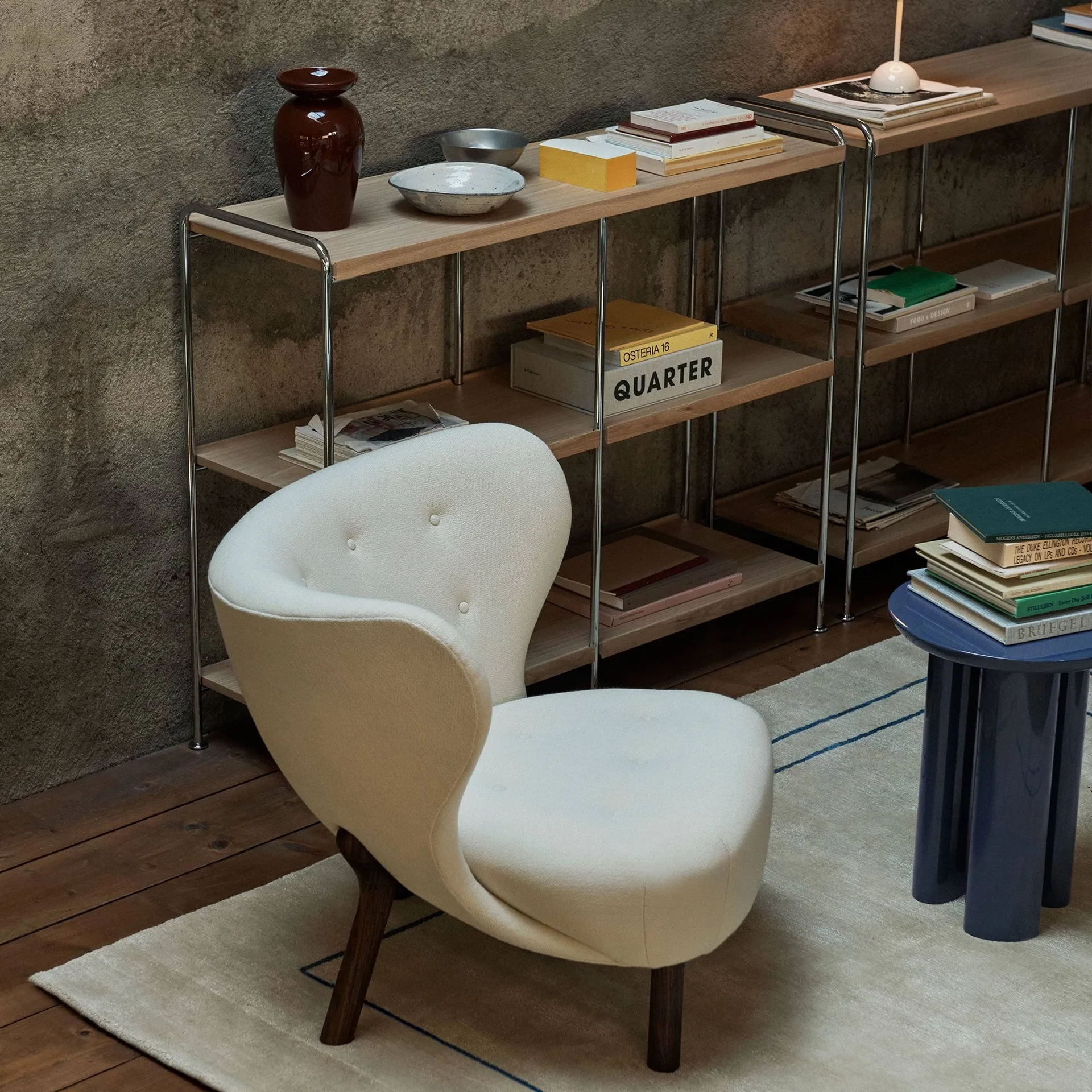 Alima NDS5 shelf, Lacquered oak-chrome, 123x95x38 cm &Tradition