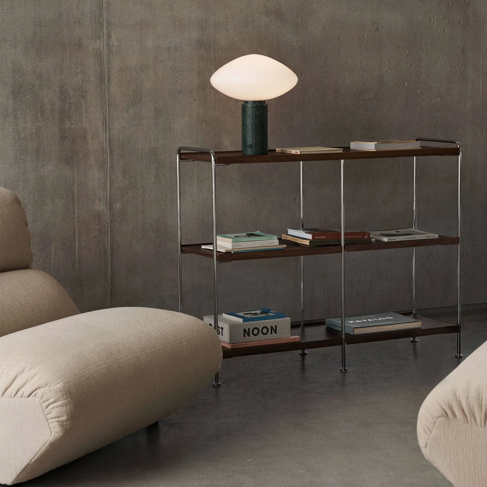 Alima NDS5 shelf, Lacquered walnut-chrome, 123x95x38 cm &Tradition