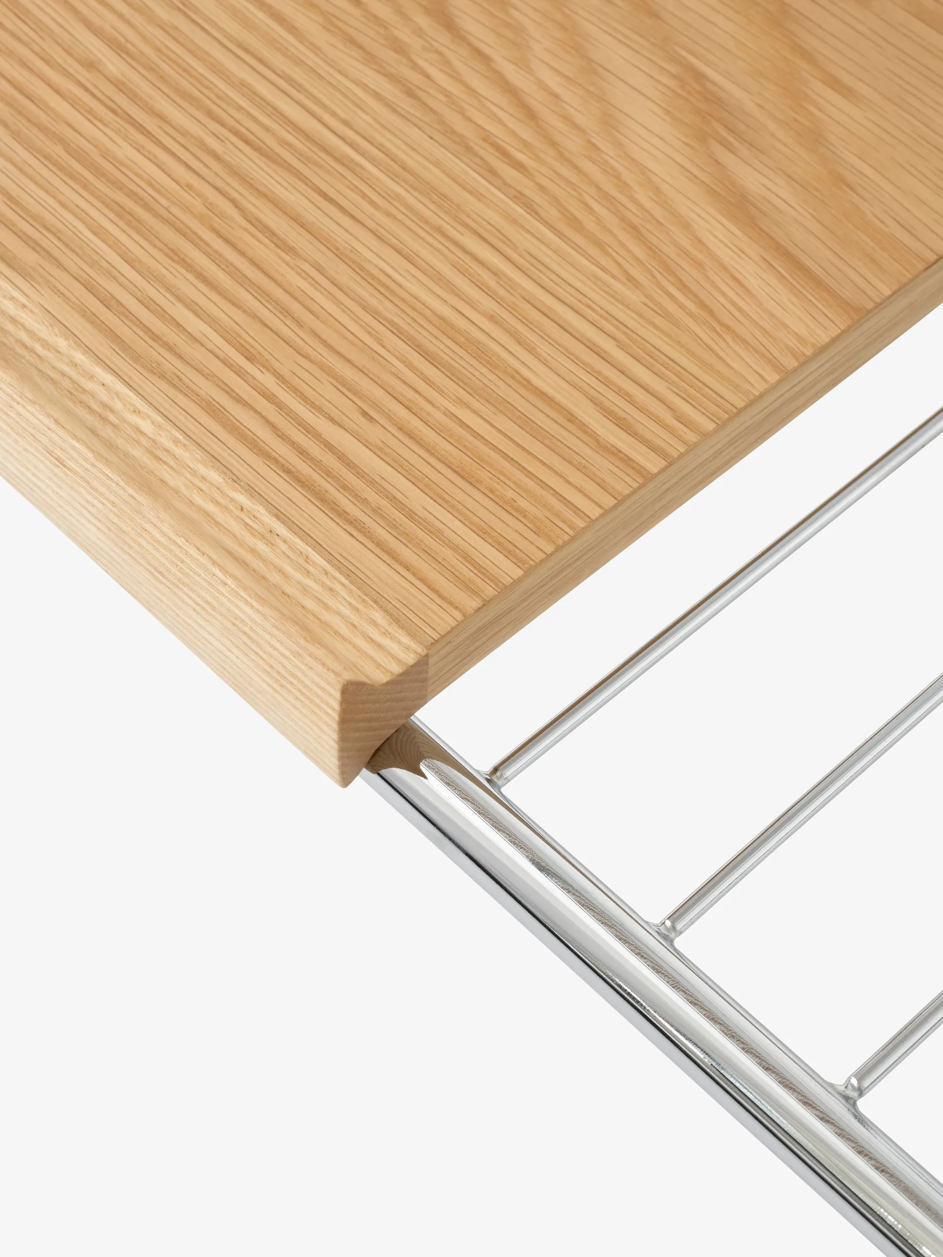 Alima storage trolley varnished oak, Chrome & lacquered oak &Tradition