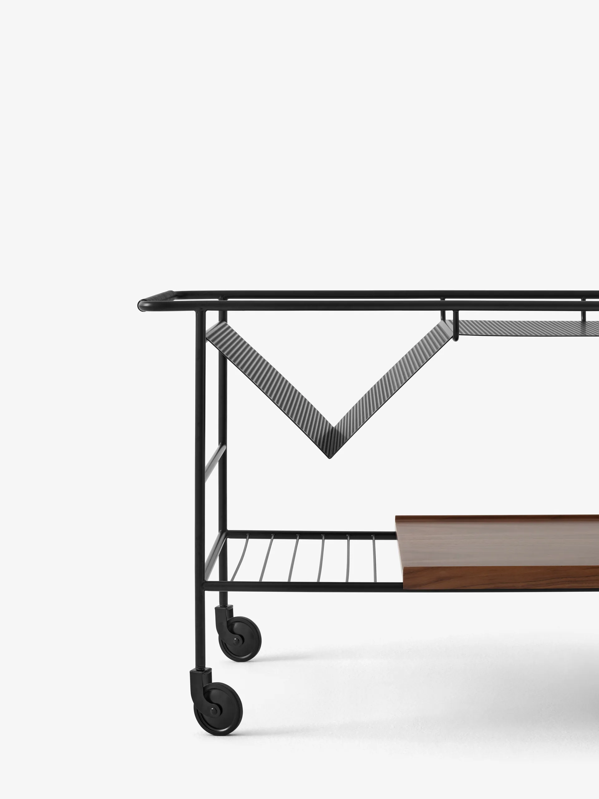 Alima storage trolley varnished walnut, Black & lacquered walnut &Tradition