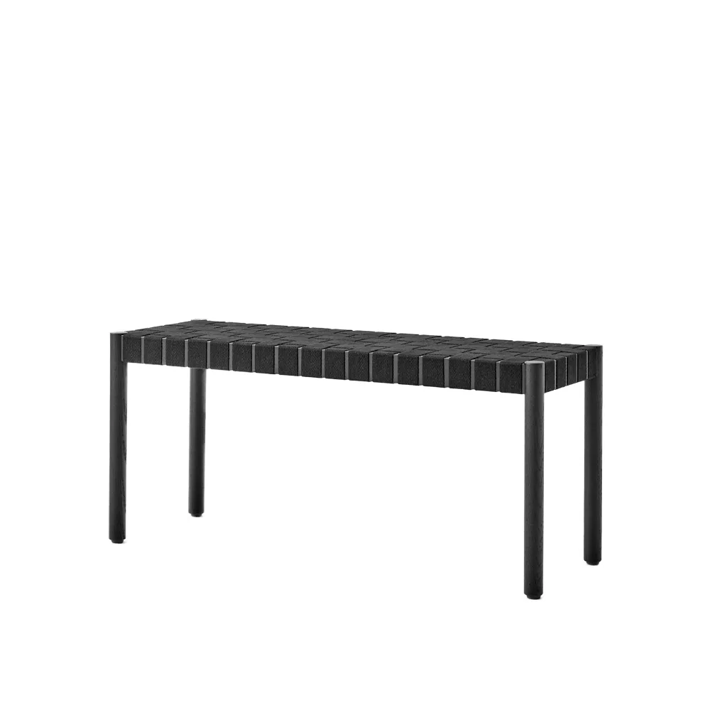 Betty TK4 bench, Black. black braided linen seat &Tradition