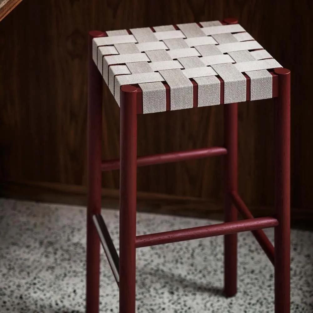 Betty TK8 barstool, Oak, natural braided linen band seat &Tradition