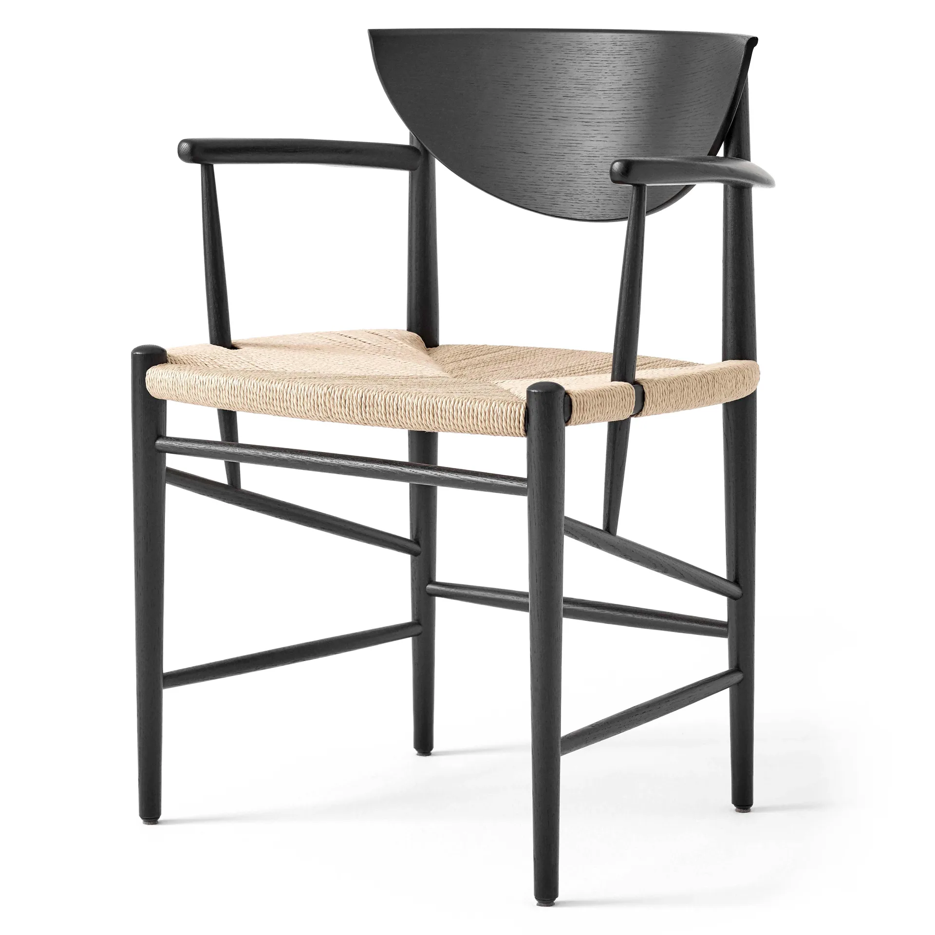 Drawn chair HM4 with armrest, Black oak &Tradition