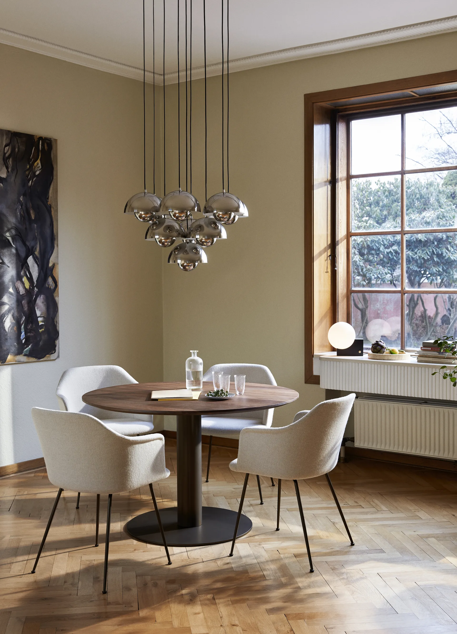 Flowerpot VP1 pendant lamp, polished steel &Tradition