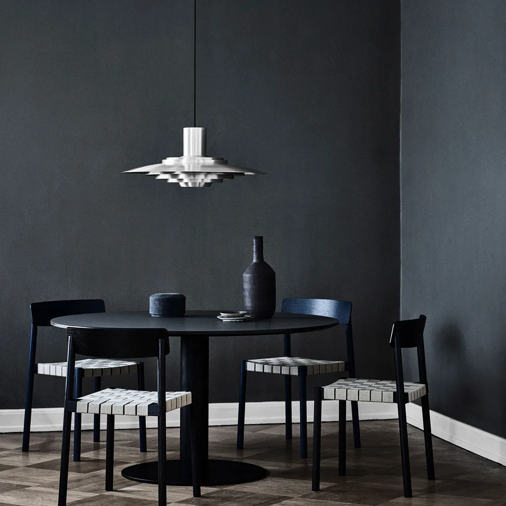 In Between SK12 dining table, Oak oil.matte black metal stand &Tradition