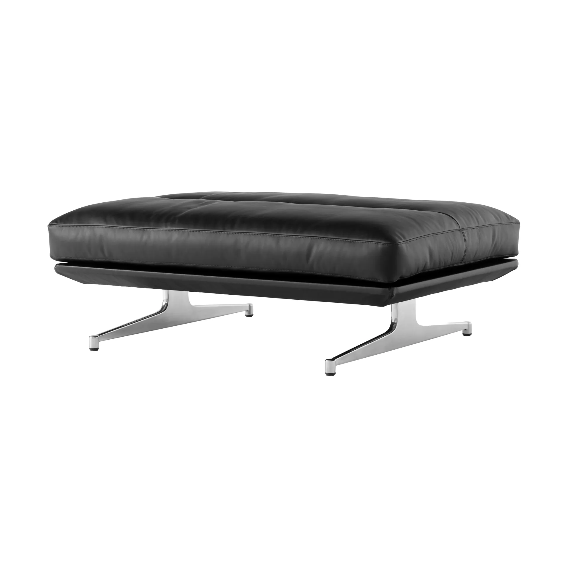 Inland AV32 pouf 78x113 cm, Noble leather black-polished aluminum &Tradition