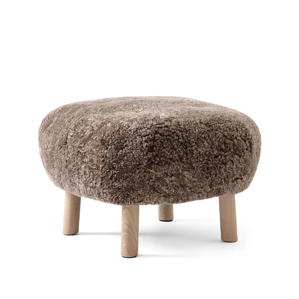 Little Petra ATD1 footstool, Sheepskin Sahara-oak legs oiled &Tradition