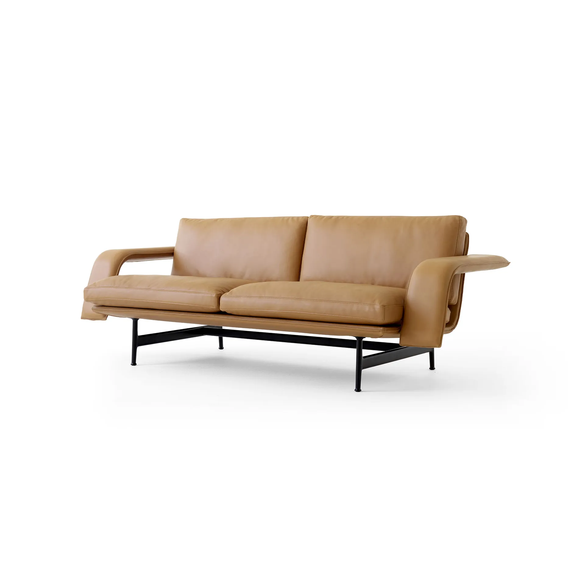 Meantime AV30 2-seater sofa, Warm black-Noble leather Cognac &Tradition