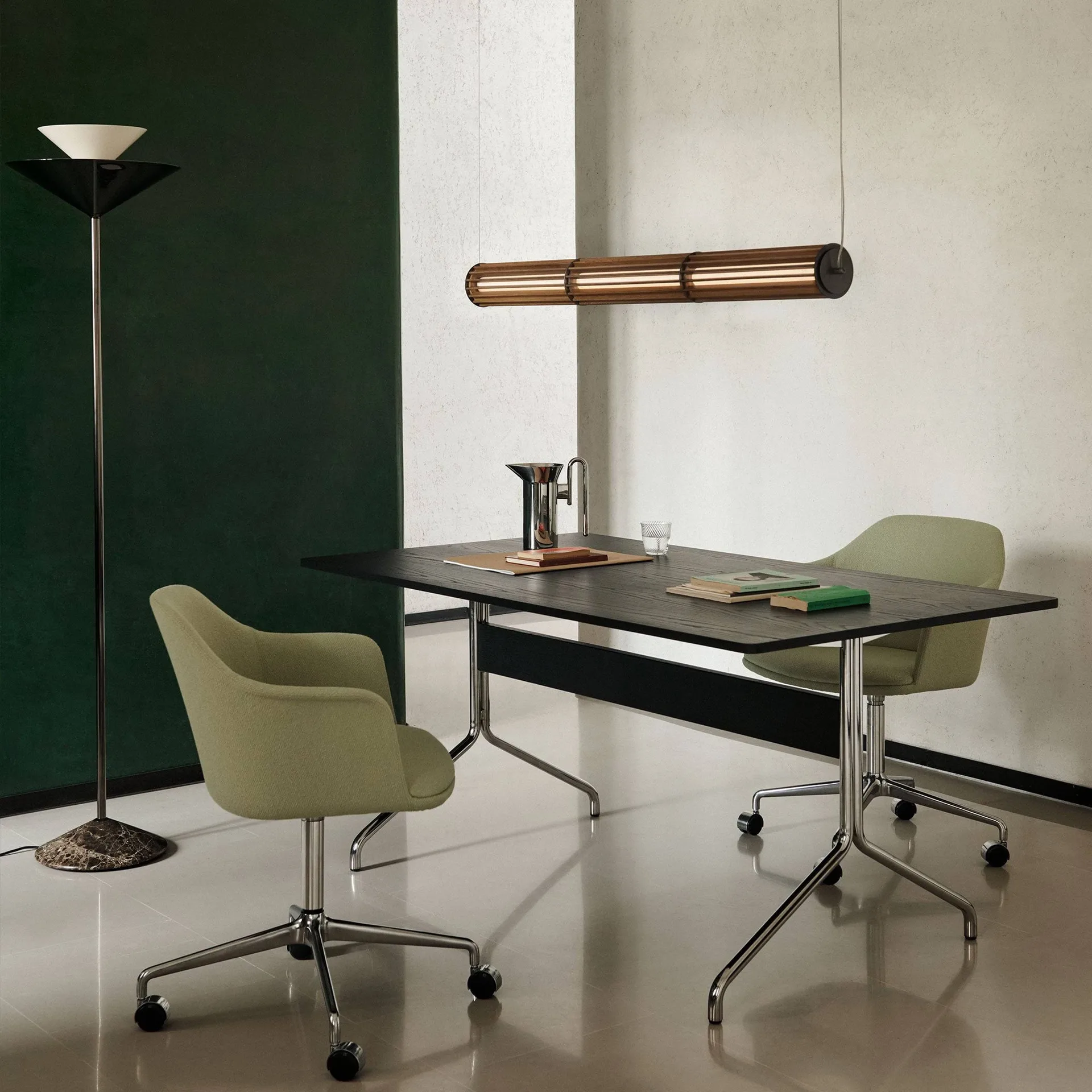 Numbra TY1 pendant lamp, Lacquered oak-tumbled aluminium &Tradition