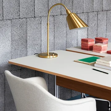 Pavilion AV16 desk - Mushroom linoleum, lacquered oak, chrome legs - &Tradition
