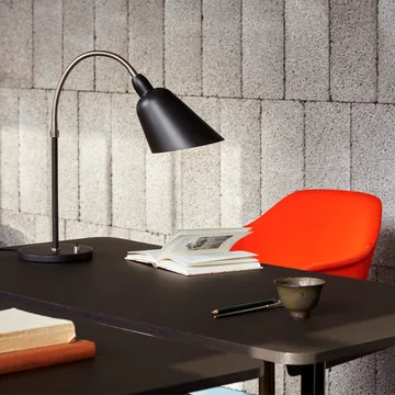Pavilion AV16 desk - Mushroom linoleum, lacquered oak, chrome legs - &Tradition