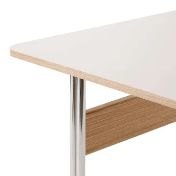Pavilion AV16 desk - Mushroom linoleum, lacquered oak, chrome legs - &Tradition