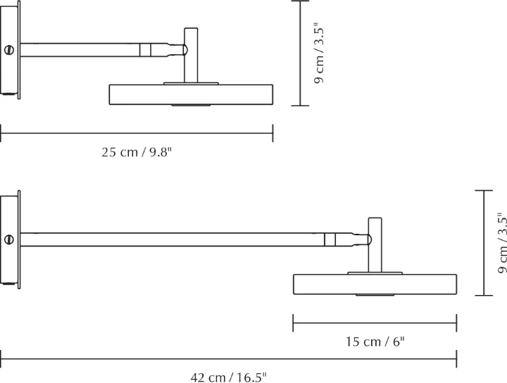 Asteria Wall wall lamp, Long, Nuance orange-brass Umage