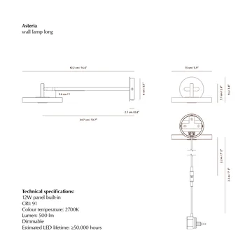 Asteria Wall wall lamp - Long, Nuance rose-chrome - Umage