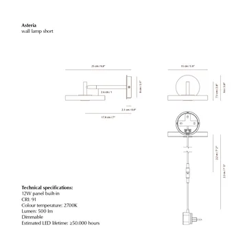 Asteria Wall wall lamp - Short, Pearl white-chrome - Umage
