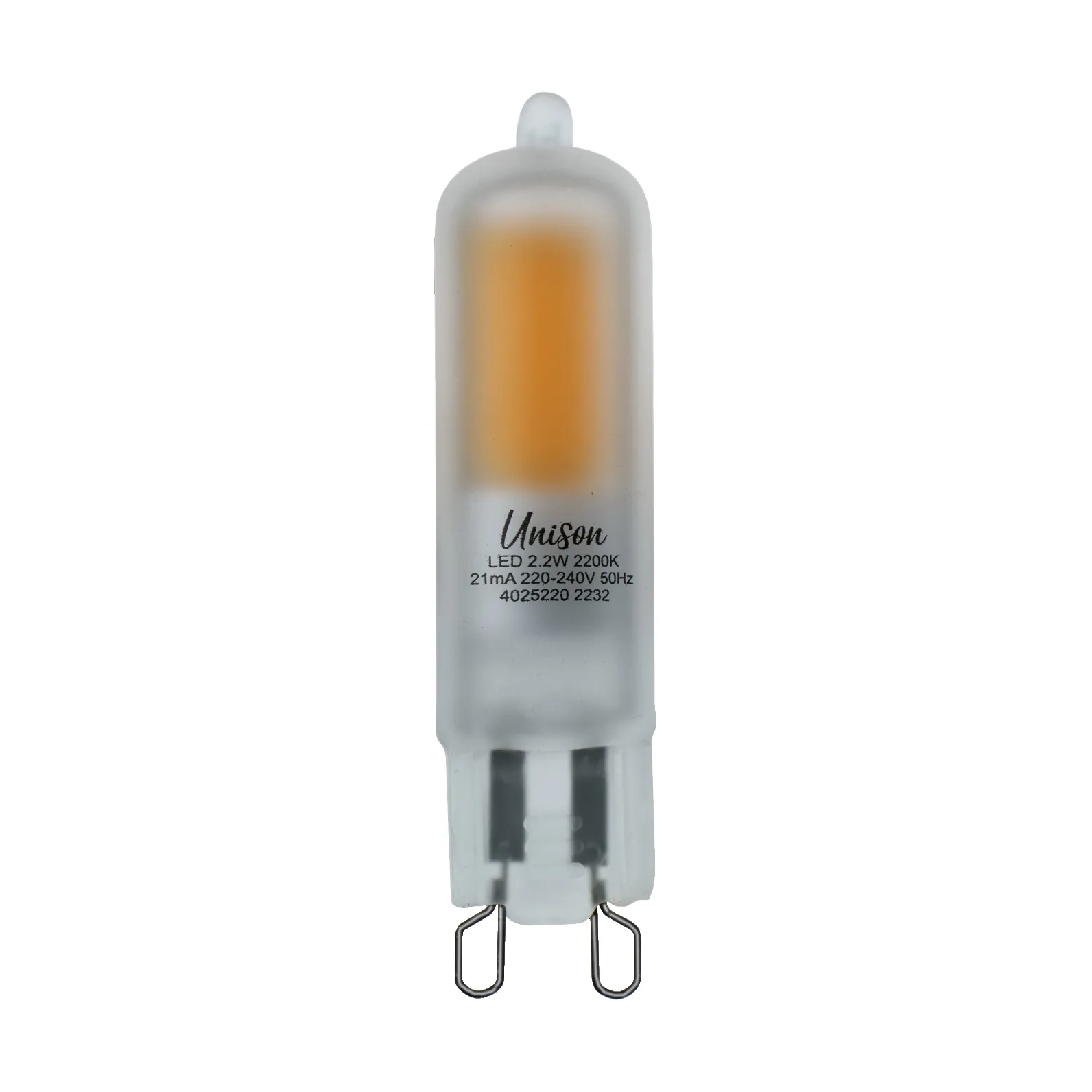 LED dimmable matte G9 light source, 2200K 180lm 2W Unison