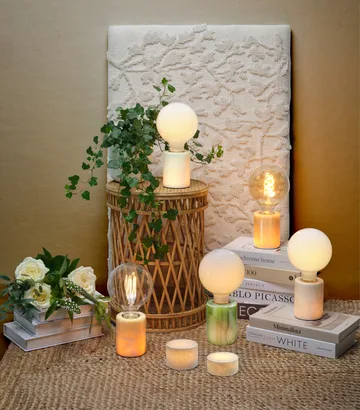Marble lamp base - Beige silk matte, Ø8x10.5 cm - Unison