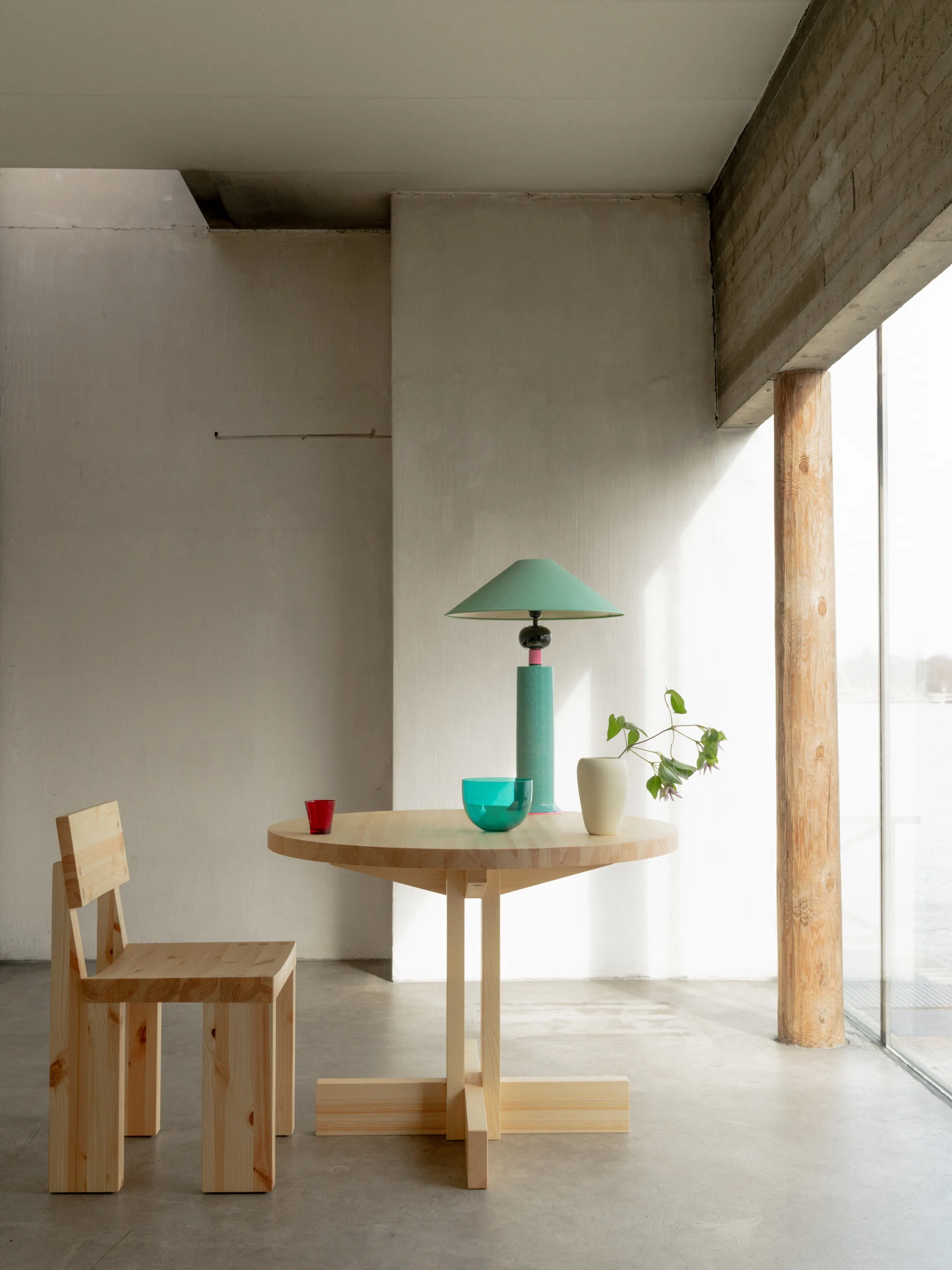 001 Dining Table dining table, Matte oil-waxed pine, Ø100x74 cm Vaarnii