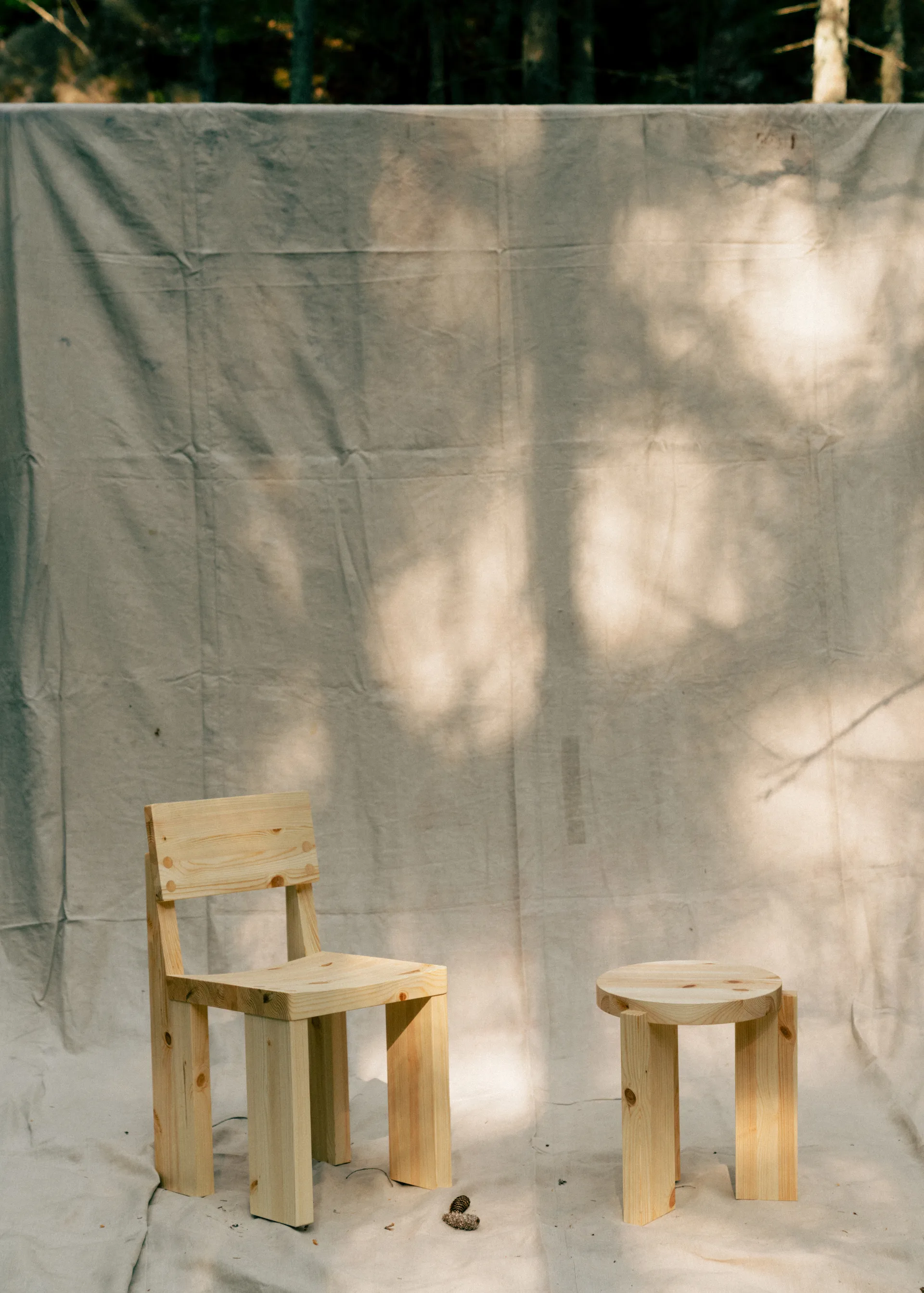 001 Stool stool, Matte oil-waxed pine, Ø40x44 cm Vaarnii