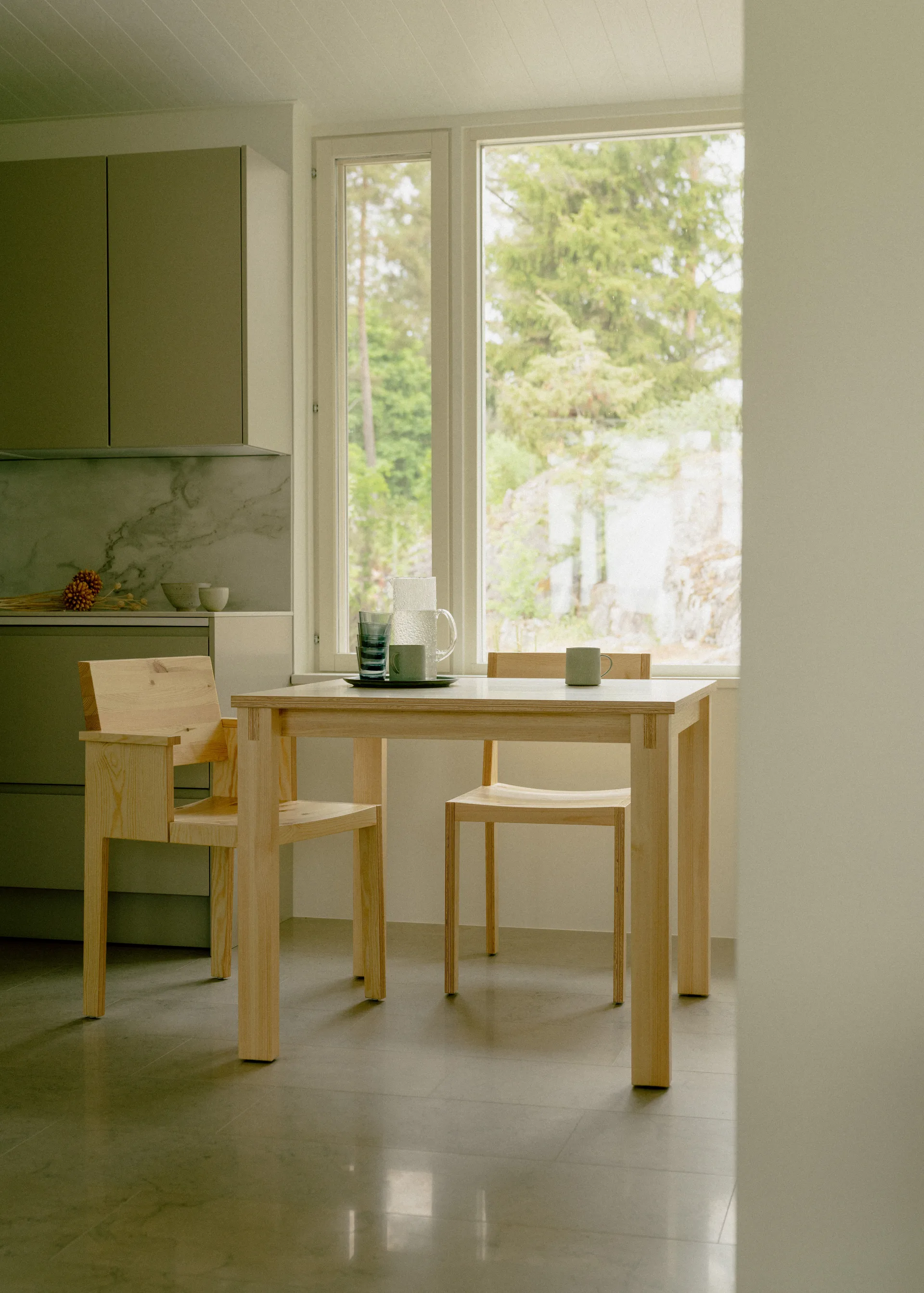 016 Maasto Table, Matte oil-waxed pine, 120x120x75 cm Vaarnii