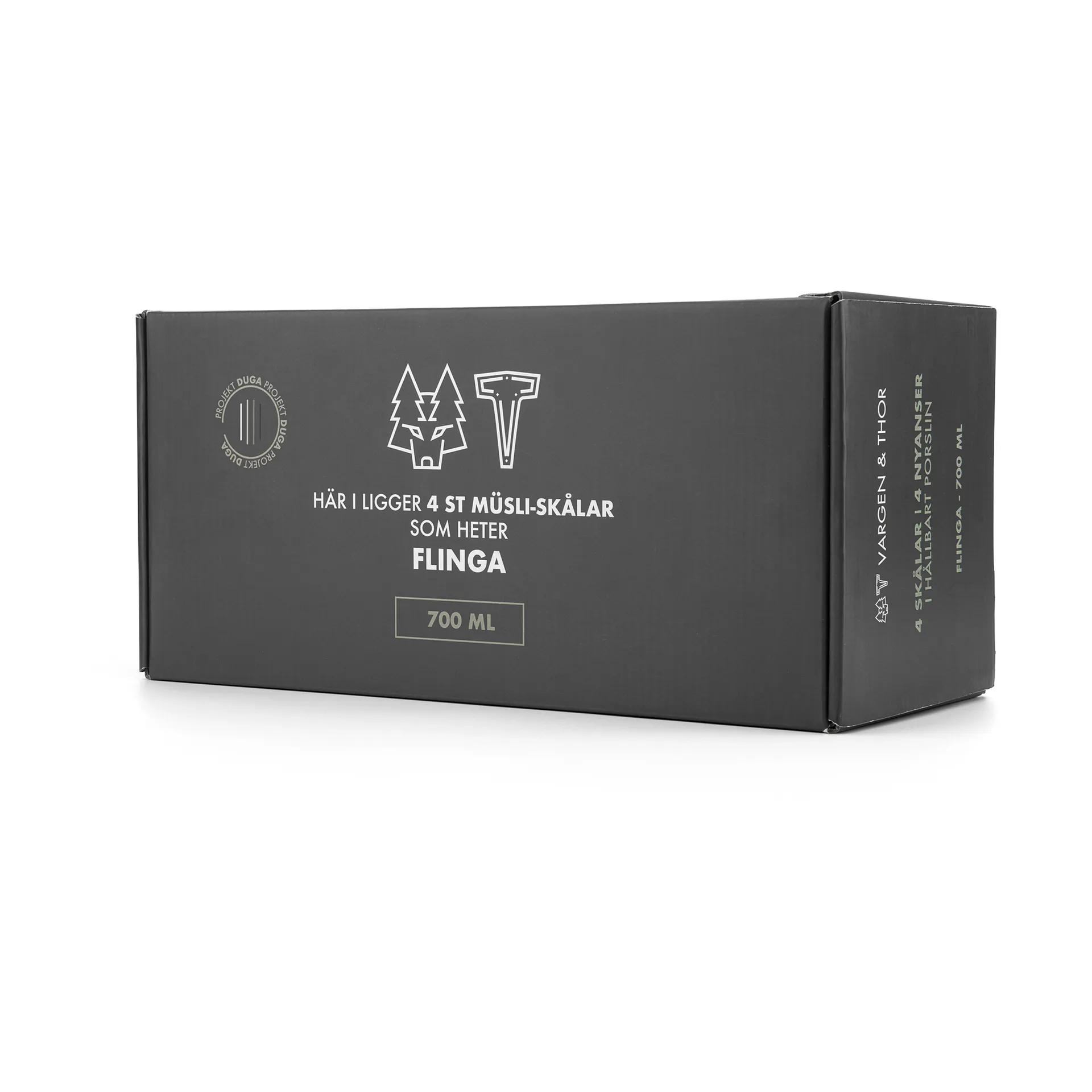 Duga flinga bowl 70 cl 4-pack, White. sandgrey. antracit. black Vargen & Thor