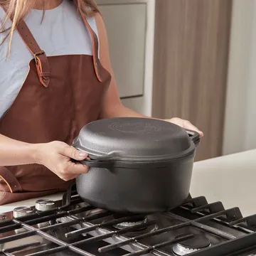 Cast iron Dutch oven and grill pan, pre-seasoned - 2 pieces - Victoria