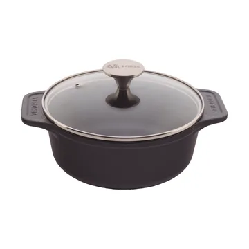 Victoria cast iron casserole with glass lid, pre-seasoned - 1.9 l - Victoria
