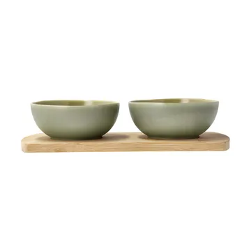 Shoku bamboo tray with 2 bowls - Pure Green - Villa Collection