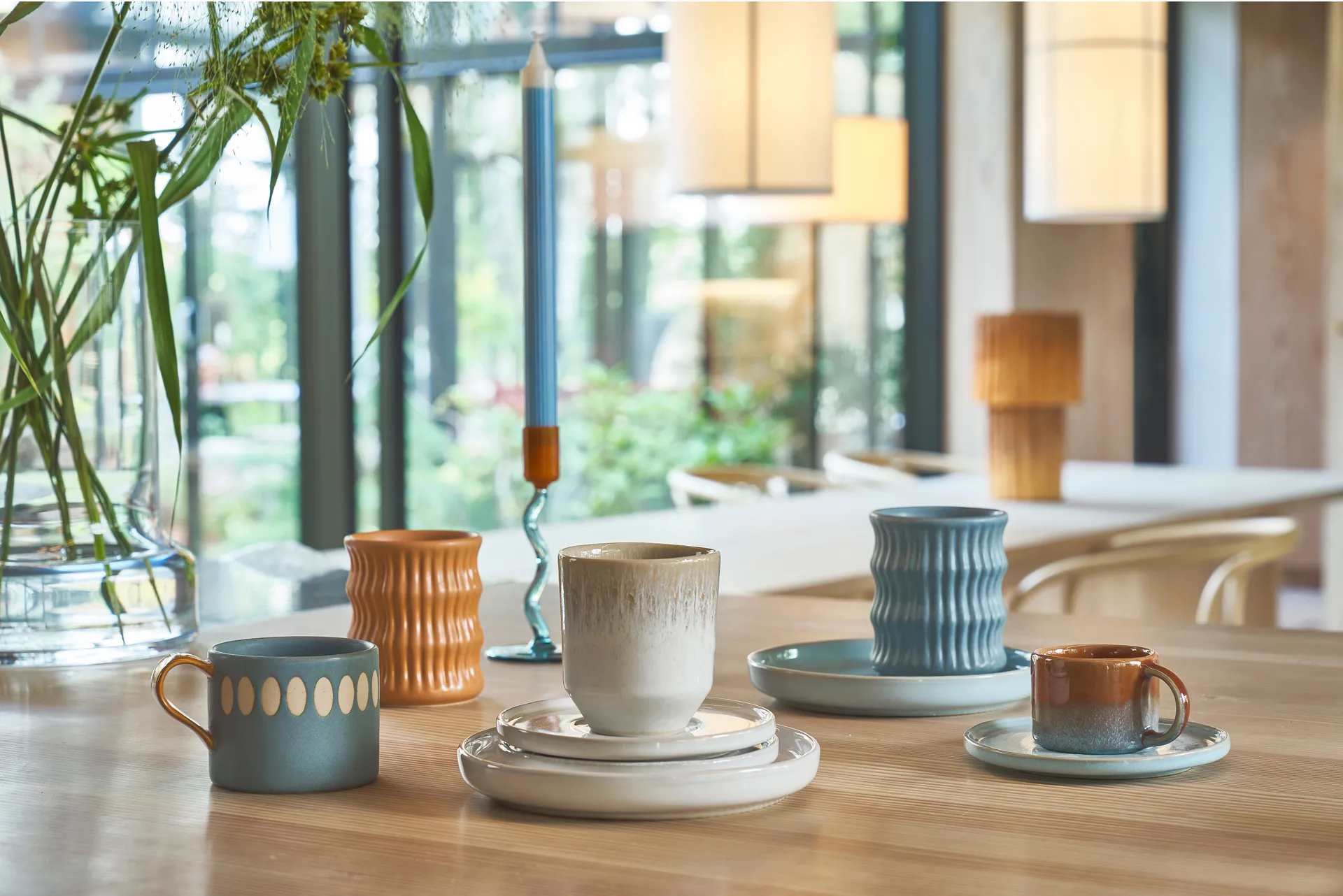 Styles mug with ribbed pattern 30 cl 2-pack, Amber Villa Collection