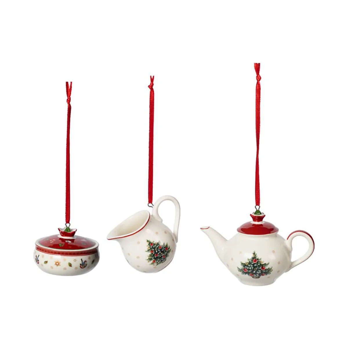 Toy's Delight Christmas tree bauble coffee service 3 pieces, White-red Villeroy & Boch