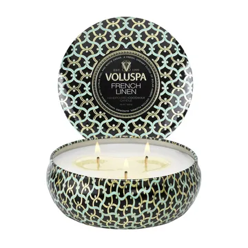 Maison Noir 3-wick Tin scented 40 hours - French Linen - Voluspa